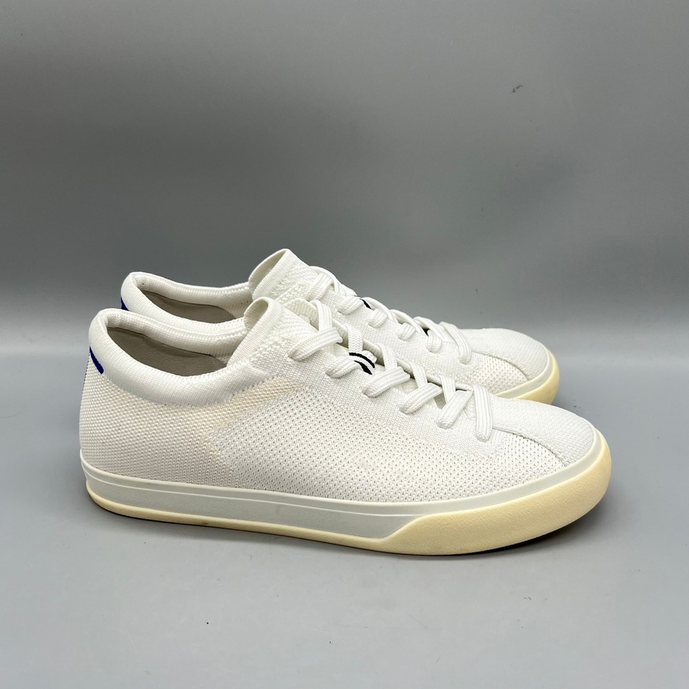 Rothy's Shoes Women 7.5 Bright White Knit Lace Up Low Top Court Sneakers Classic